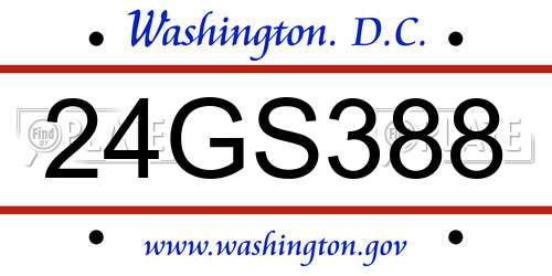 24GS388 District Of Columbia License Plate