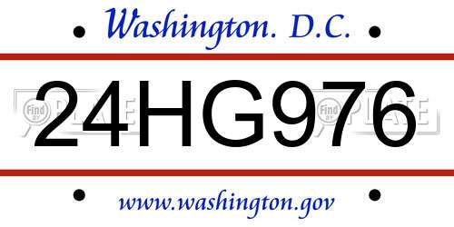 24HG976 District Of Columbia License Plate