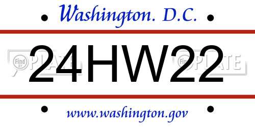 24HW22 District Of Columbia License Plate