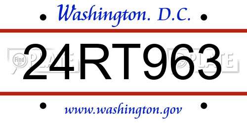 24RT963 District Of Columbia License Plate
