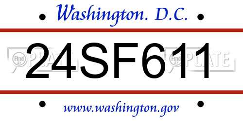 24SF611 District Of Columbia License Plate