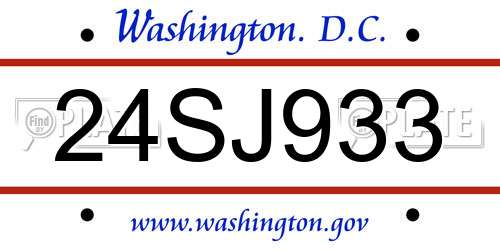 24SJ933 District Of Columbia License Plate