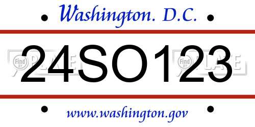 24SO123 District Of Columbia License Plate
