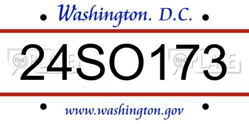24SO173 District Of Columbia License Plate
