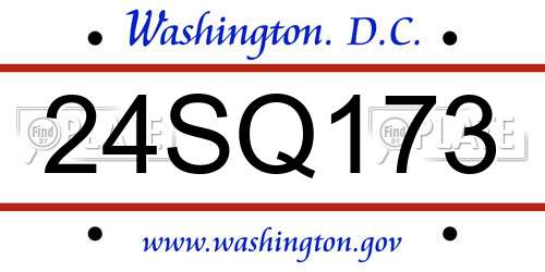 24SQ173 District Of Columbia License Plate