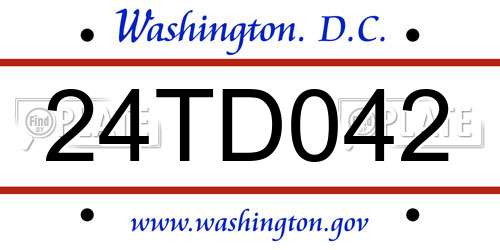 24TD042 District Of Columbia License Plate