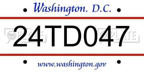24TD047 District Of Columbia License Plate