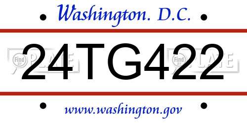 24TG422 District Of Columbia License Plate