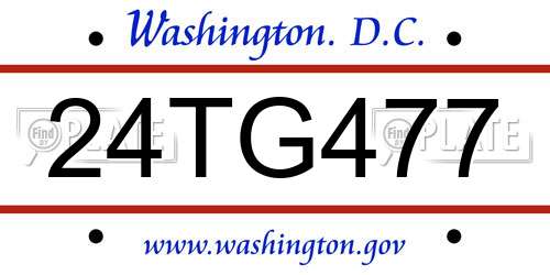 24TG477 District Of Columbia License Plate