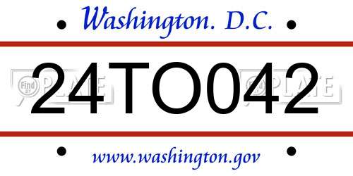 24TO042 District Of Columbia License Plate