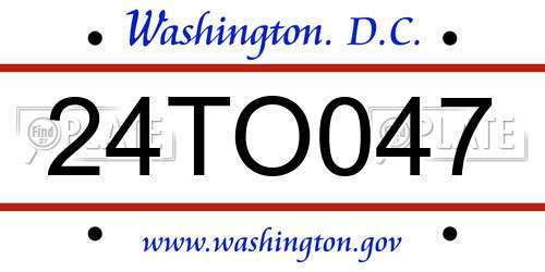 24TO047 District Of Columbia License Plate