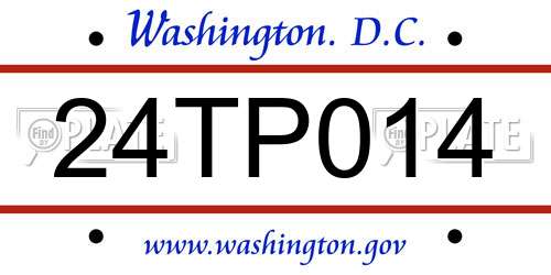 24TP014 District Of Columbia License Plate