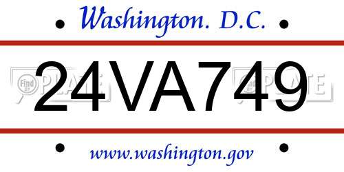 24VA749 District Of Columbia License Plate