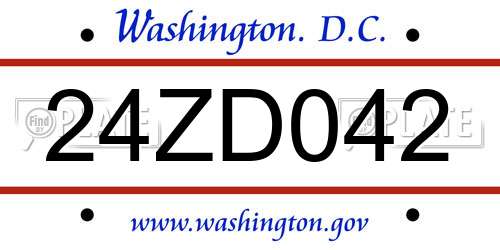 24ZD042 District Of Columbia License Plate