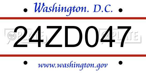 24ZD047 District Of Columbia License Plate