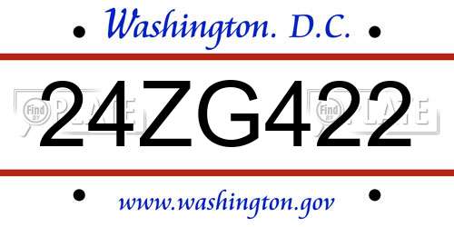 24ZG422 District Of Columbia License Plate