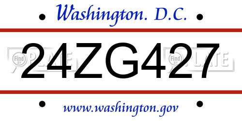 24ZG427 District Of Columbia License Plate