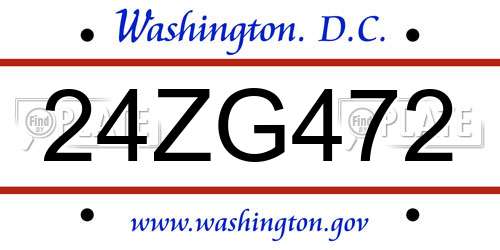24ZG472 District Of Columbia License Plate