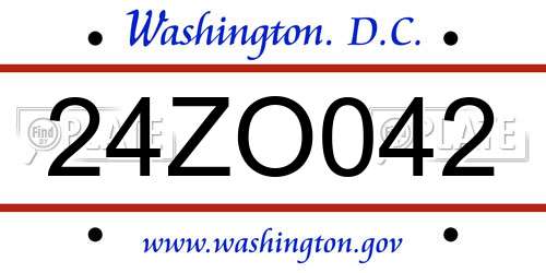 24ZO042 District Of Columbia License Plate