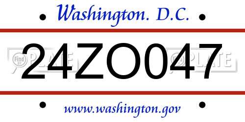 24ZO047 District Of Columbia License Plate