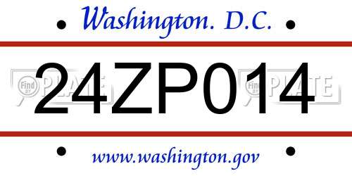 24ZP014 District Of Columbia License Plate