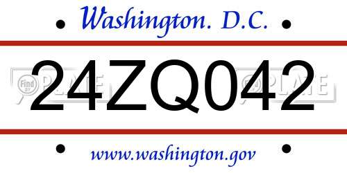 24ZQ042 District Of Columbia License Plate