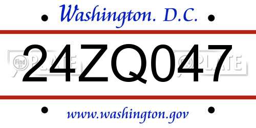 24ZQ047 District Of Columbia License Plate