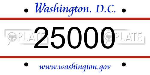 25000 District Of Columbia License Plate