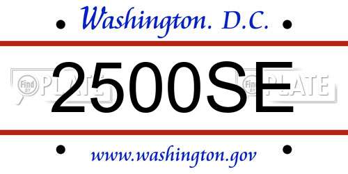 2500SE District Of Columbia License Plate