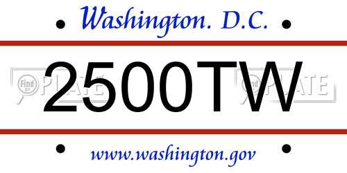 2500TW District Of Columbia License Plate
