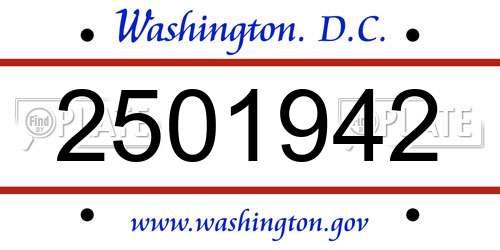 2501942 District Of Columbia License Plate