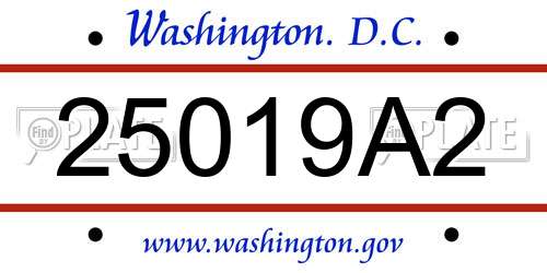 25019A2 District Of Columbia License Plate