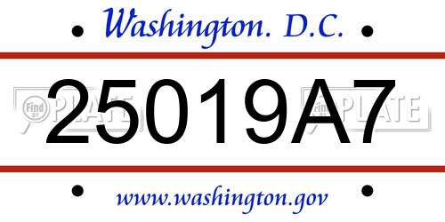 25019A7 District Of Columbia License Plate