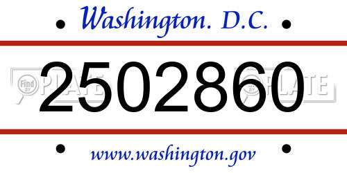 2502860 District Of Columbia License Plate