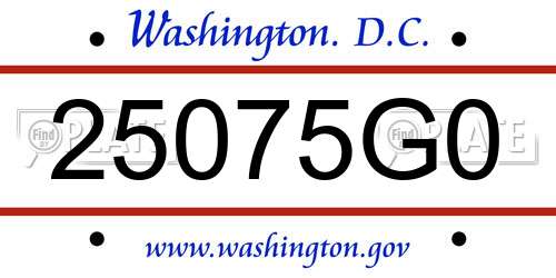 25075G0 District Of Columbia License Plate
