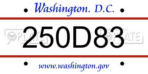 250D83 District Of Columbia License Plate