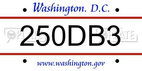 250DB3 District Of Columbia License Plate