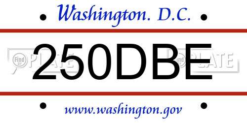 250DBE District Of Columbia License Plate