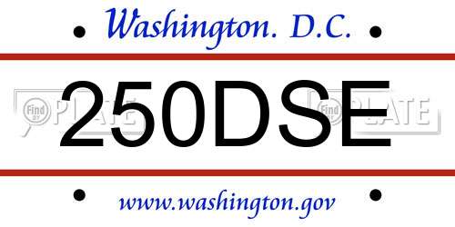 250DSE District Of Columbia License Plate
