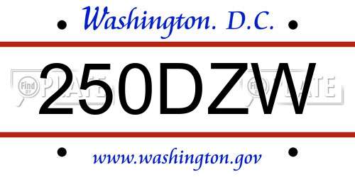 250DZW District Of Columbia License Plate