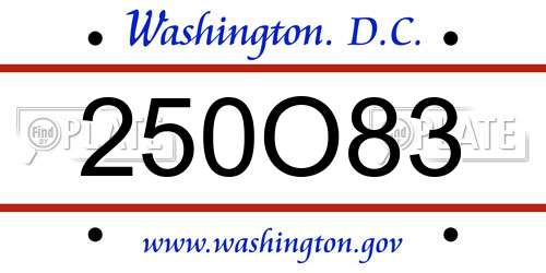 250O83 District Of Columbia License Plate