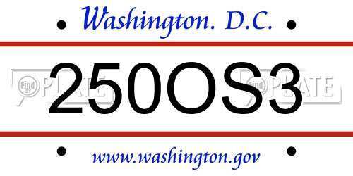 250OS3 District Of Columbia License Plate