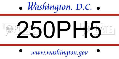 250PH5 District Of Columbia License Plate