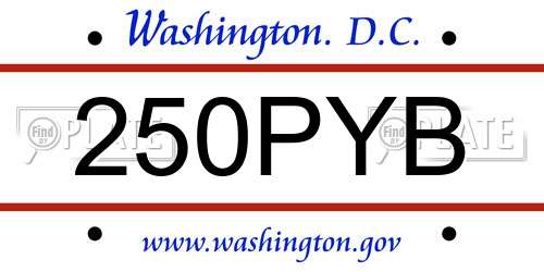 250PYB District Of Columbia License Plate
