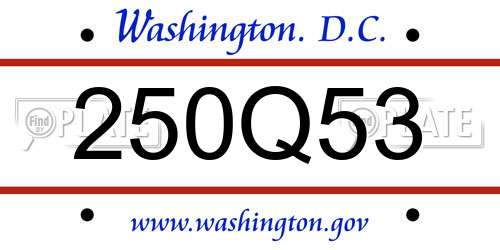 250Q53 District Of Columbia License Plate