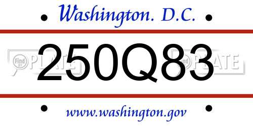 250Q83 District Of Columbia License Plate