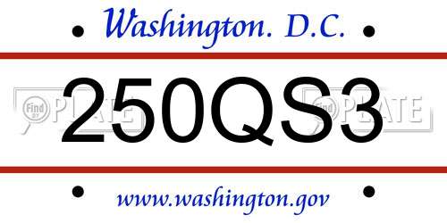 250QS3 District Of Columbia License Plate