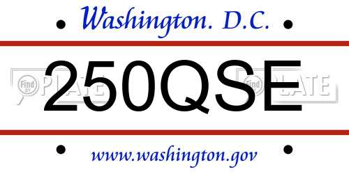250QSE District Of Columbia License Plate