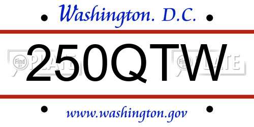 250QTW District Of Columbia License Plate