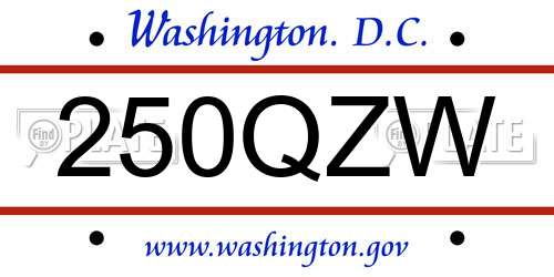 250QZW District Of Columbia License Plate